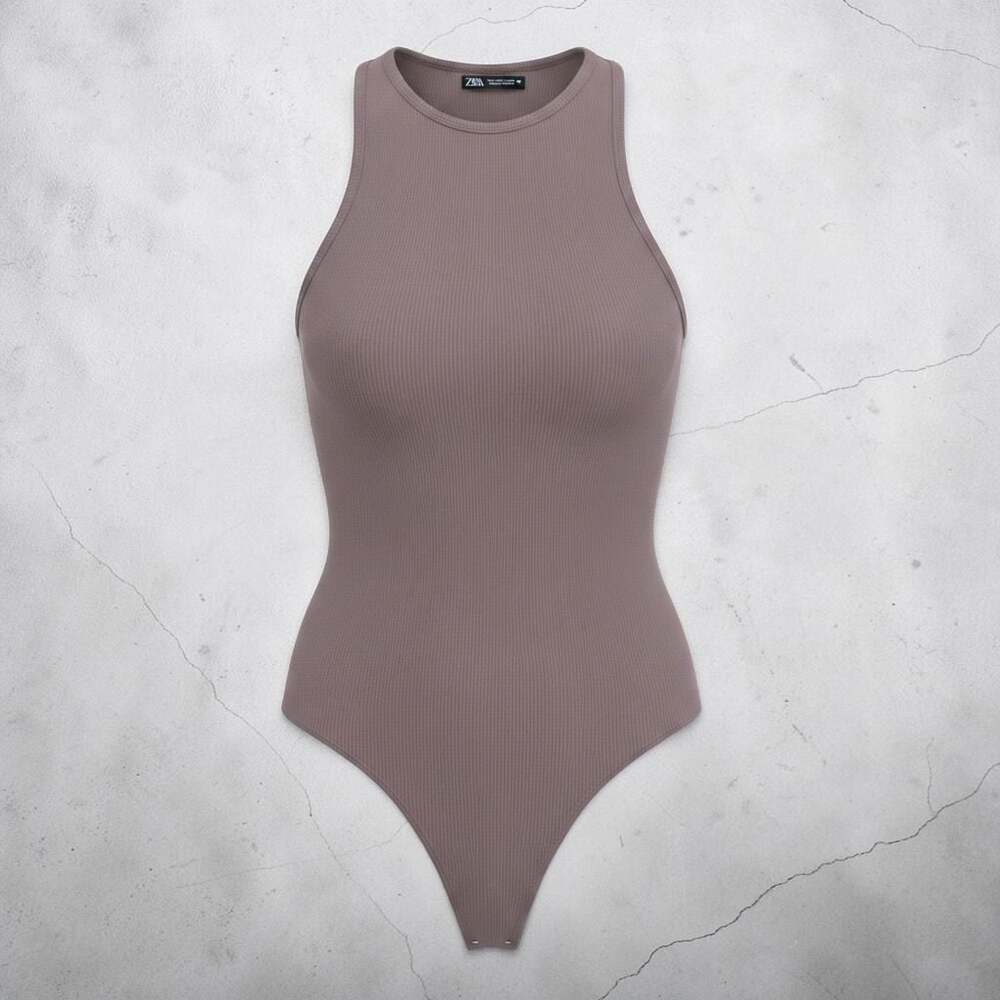 Zara High Neck Sleeveless Bodysuit Mauve Size L